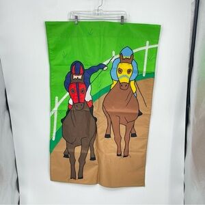 Evergreen And They're Off! Outdoor Flag 43" x 29" horse racing Kentucky derby